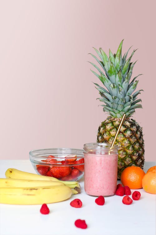 Free Strawberry Smoothie On Glass Jar Stock Photo